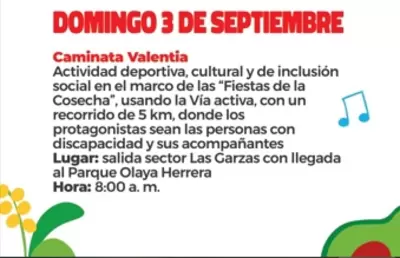 Fiestas de la Cosecha programación domingo 3 de septiembre de 2023