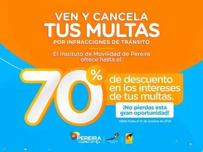 El instituto de movilidad promueve campaña de exoneración del 70% de intereses en multas por infracciones de tránsito