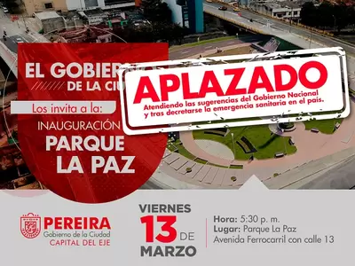 Como medida de prevención, alcaldía de Pereira aplaza inauguración del parque de la paz